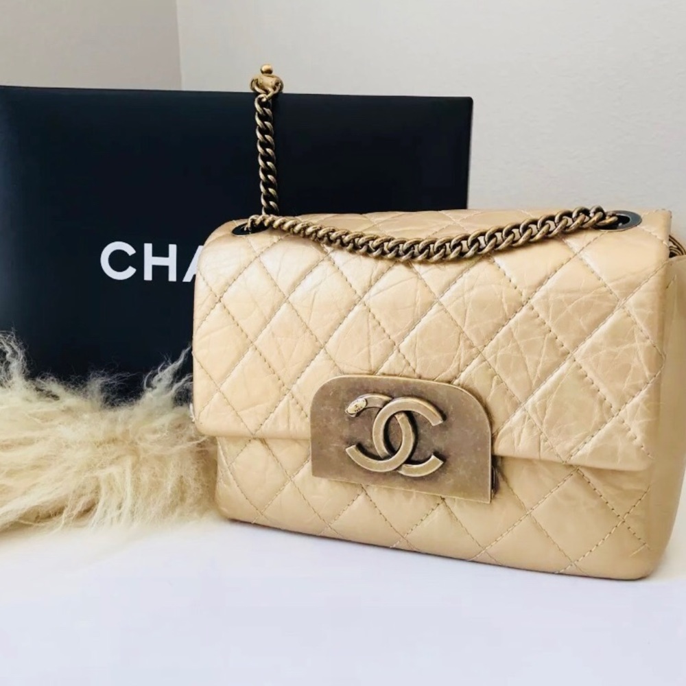 💯 Auth Chanel Gold Sac Rabat Flap Bag BNWT RARE